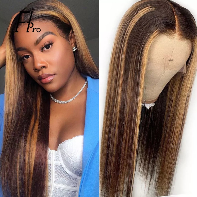 Full Lace Wig Highlight Colored Straight Wig Human Hair Wigs